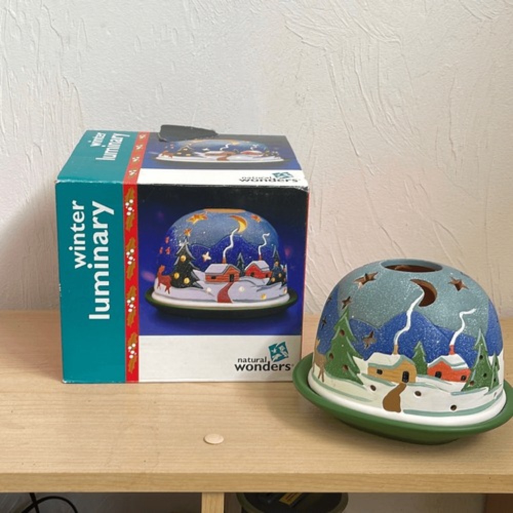 Natural Wonders Vintage‎ Winter Luminary Tea Light Holder Ceramic Christmas